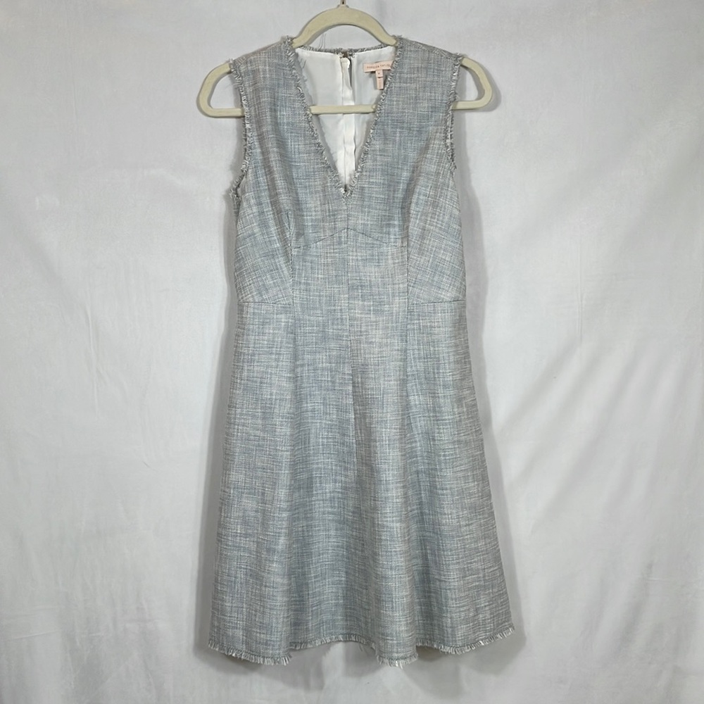 Rebecca Taylor Dress 8 Tweed Fabric Frayed Accent A-line EUC